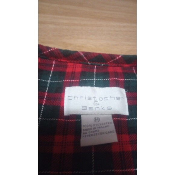 Vintage Embroidered Sweater Womens Size M Vest Christmas Plaid Button Up Fleece - Picture 2 of 11